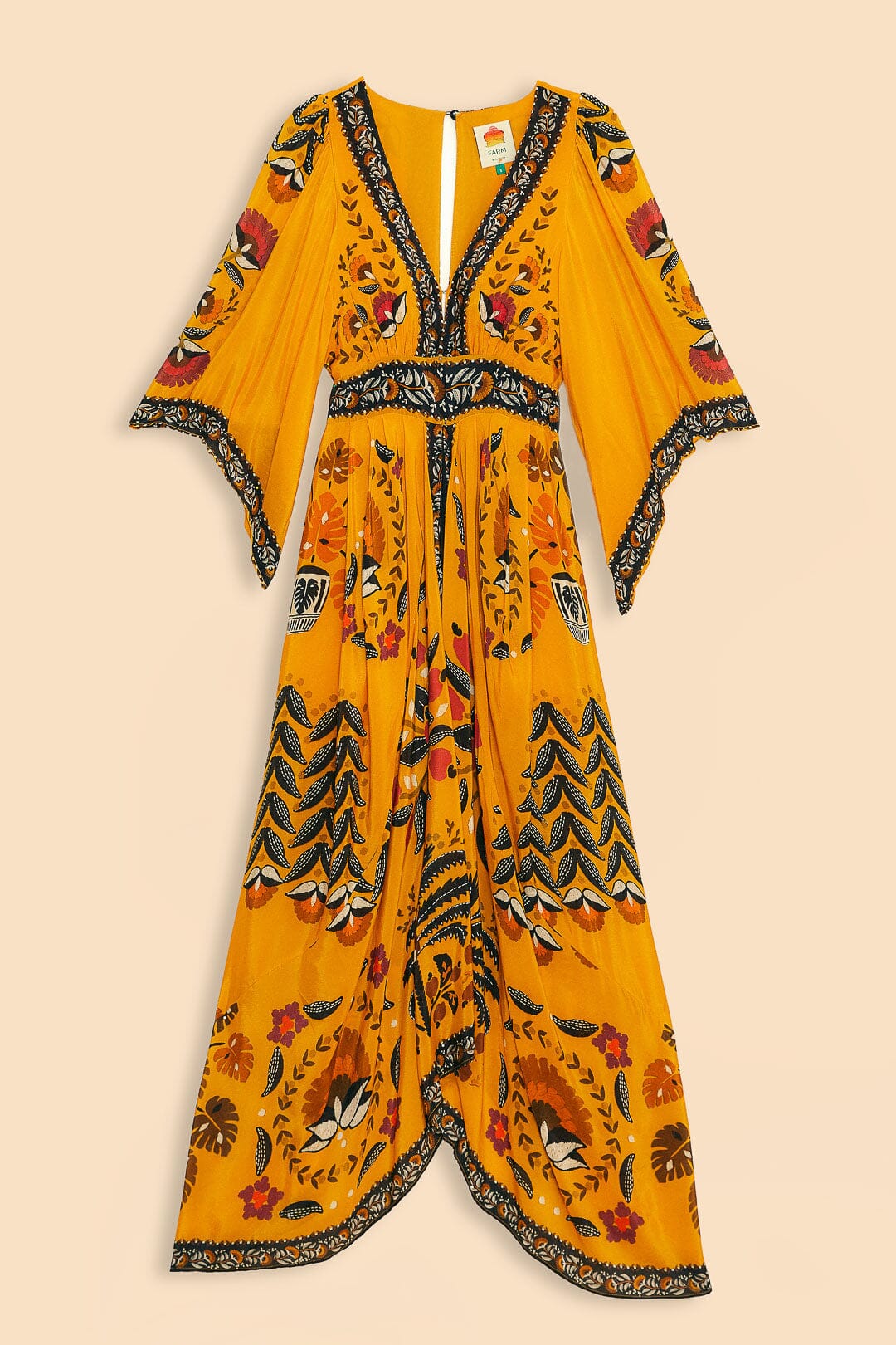 Robe longue caftan Tropical Tapestry - Orange