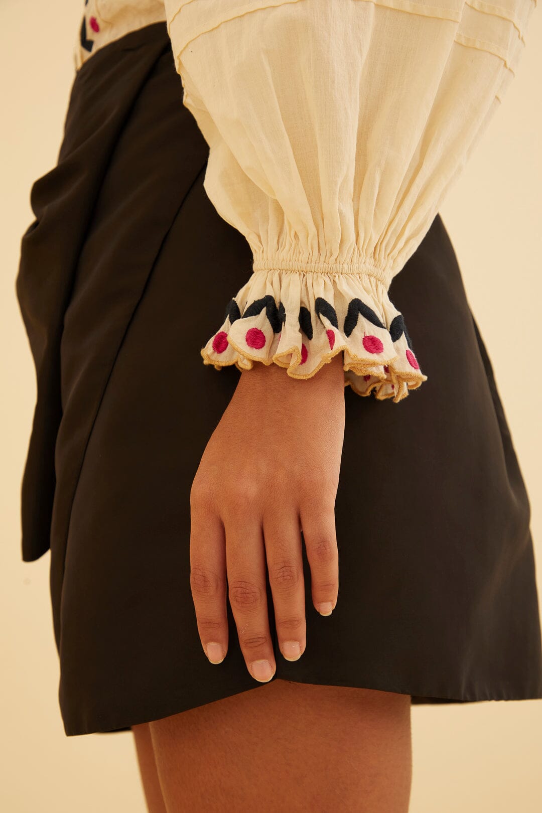 Blouse Palms paradise brodée - Beige