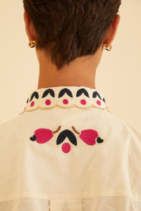 Blouse Palms paradise brodée - Beige