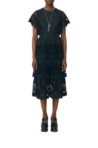 Robe midi Richilieu - Noir