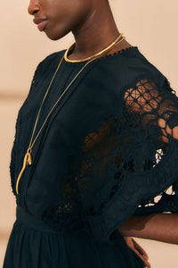 Robe midi Richilieu - Noir