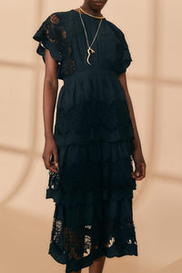 Robe midi Richilieu - Noir
