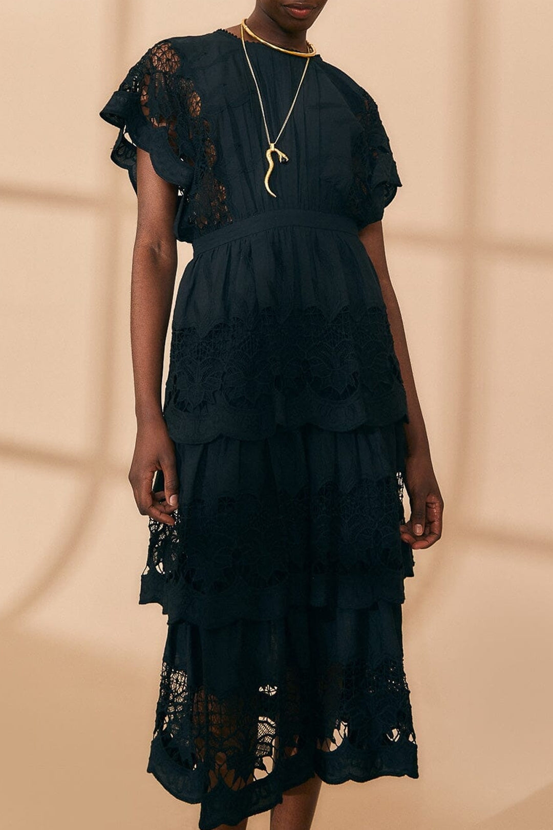 Robe midi Richilieu - Noir