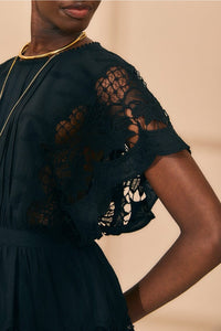 Robe midi Richilieu - Noir