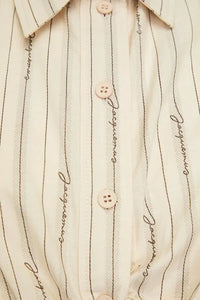 Chemise Plidao courte à rayures logo - Jacquard Beige Logo Strip