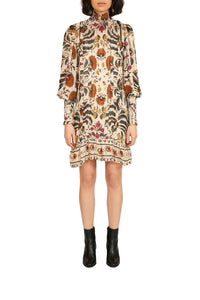 Palms paradise high neck short dress - Beige