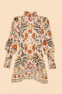 Palms paradise high neck short dress - Beige