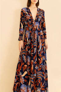 Robe longue à manches longues - Bleu