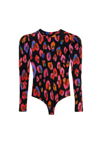 Body manche longue Iridescent Leopards - Rouge