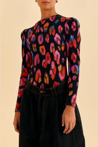 Body manche longue Iridescent Leopards - Rouge