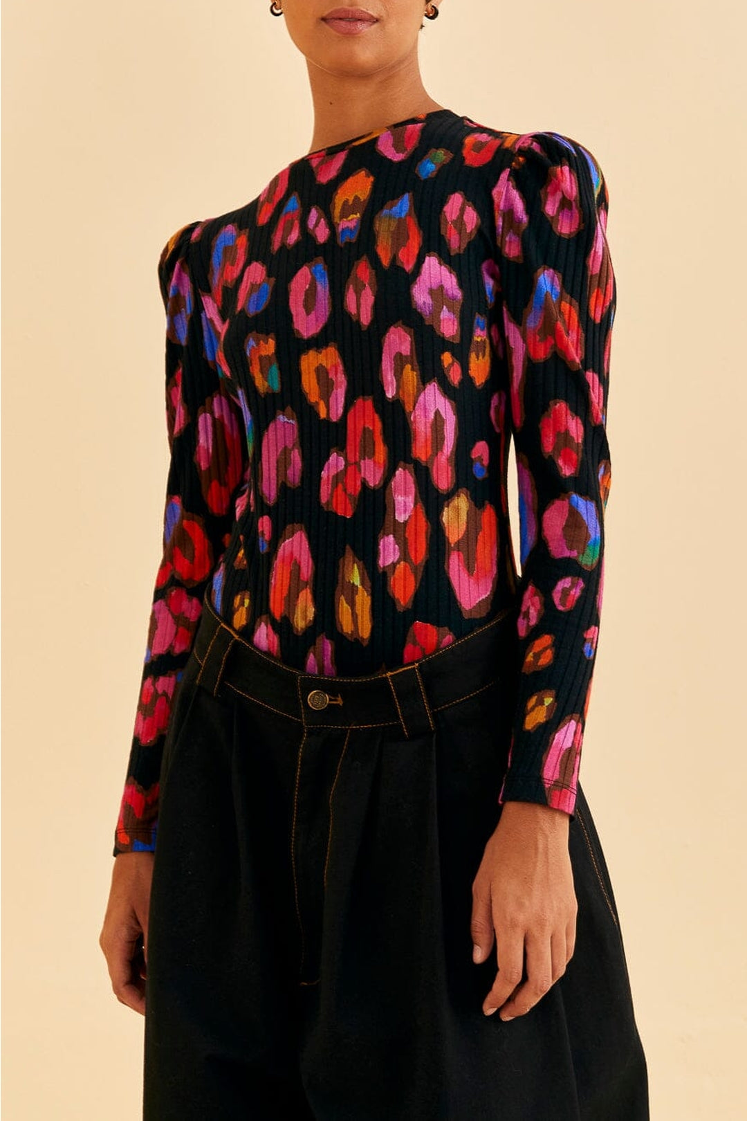 Body manche longue Iridescent Leopards - Rouge