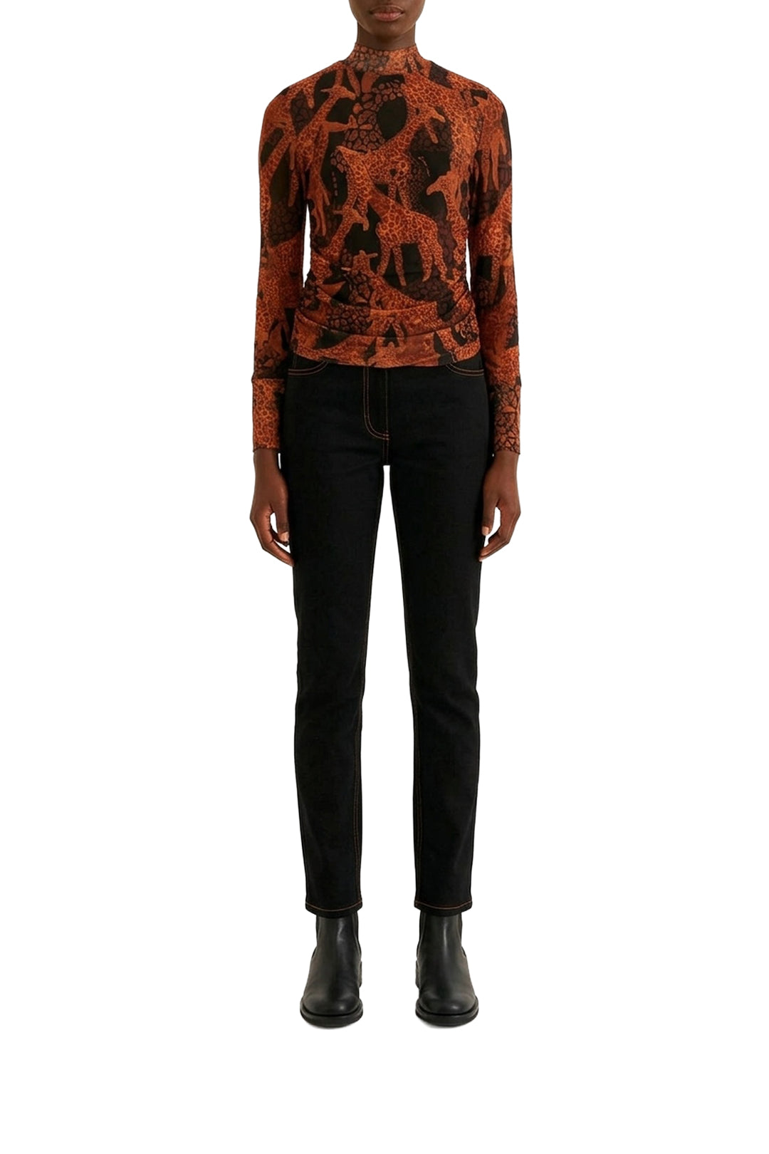 Blouse Giraffes en tulle - Marron