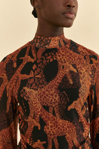 Blouse Giraffes en tulle - Marron