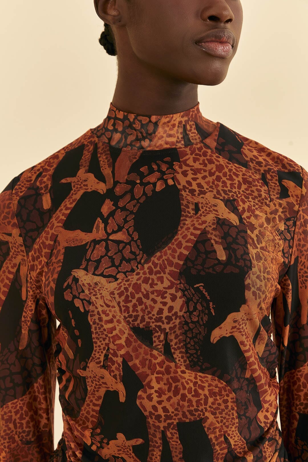 Blouse Giraffes en tulle - Marron