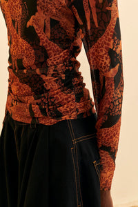 Blouse Giraffes en tulle - Marron