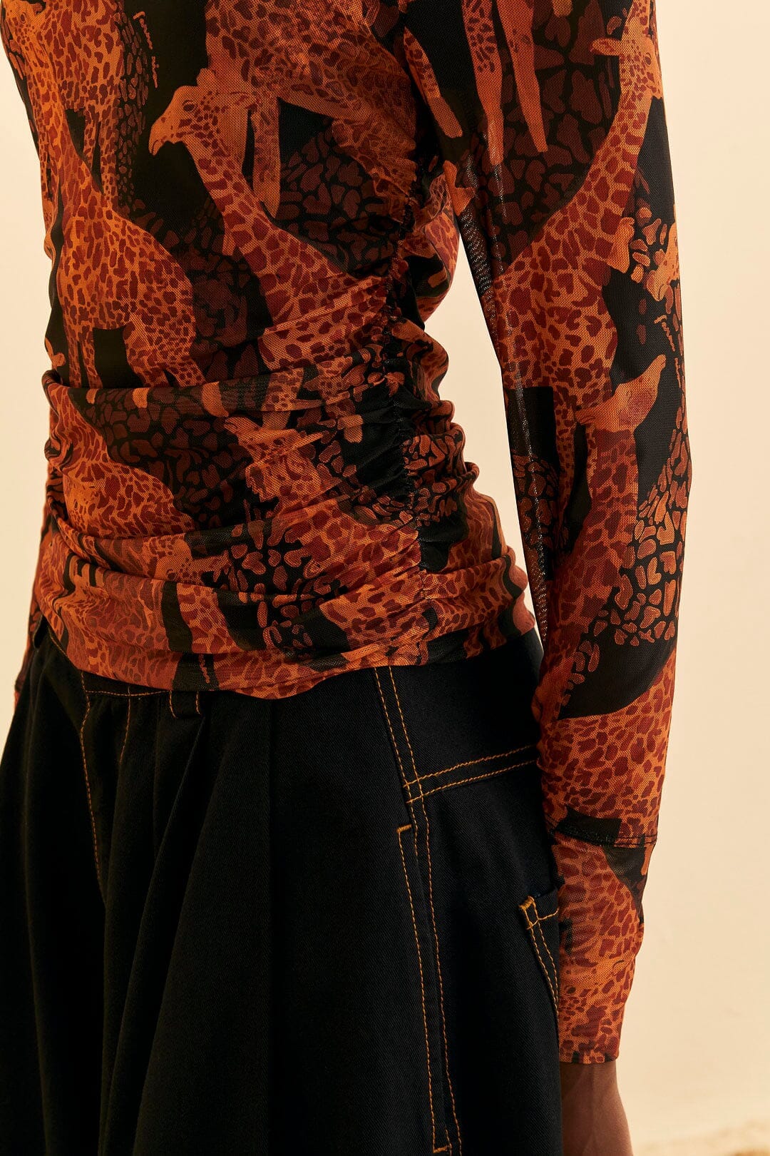 Blouse Giraffes en tulle - Marron
