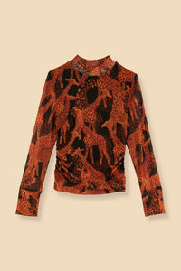 Blouse Giraffes en tulle - Marron