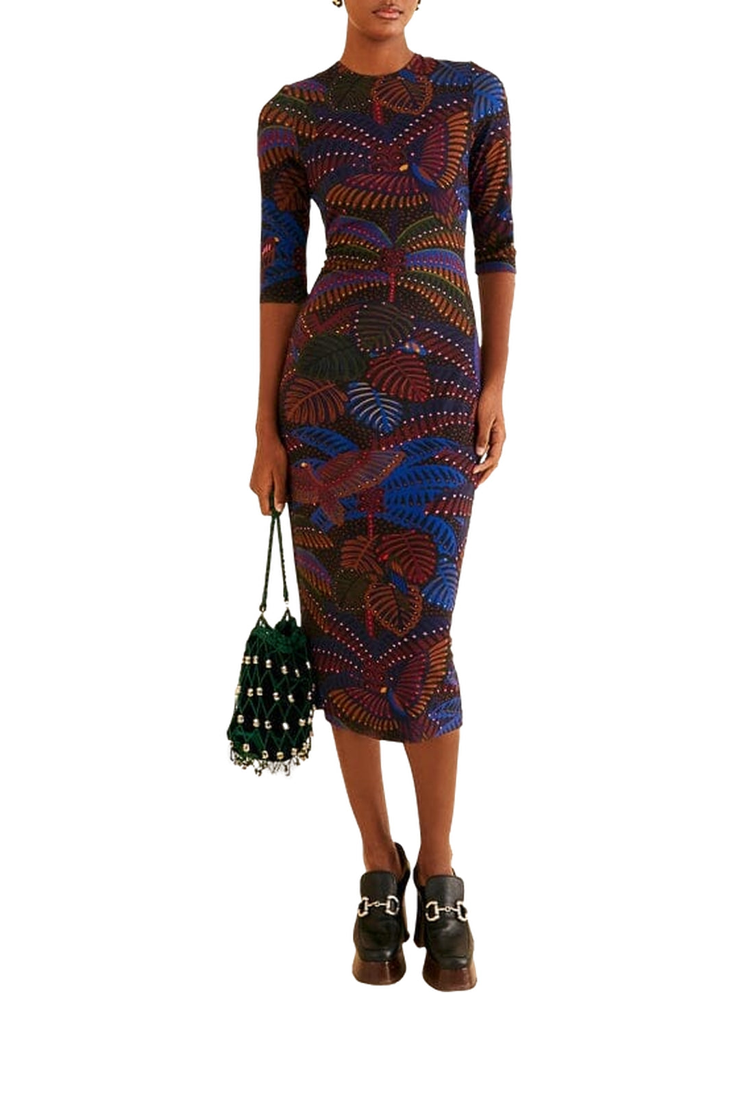 Robe midi à bretelles - Noir