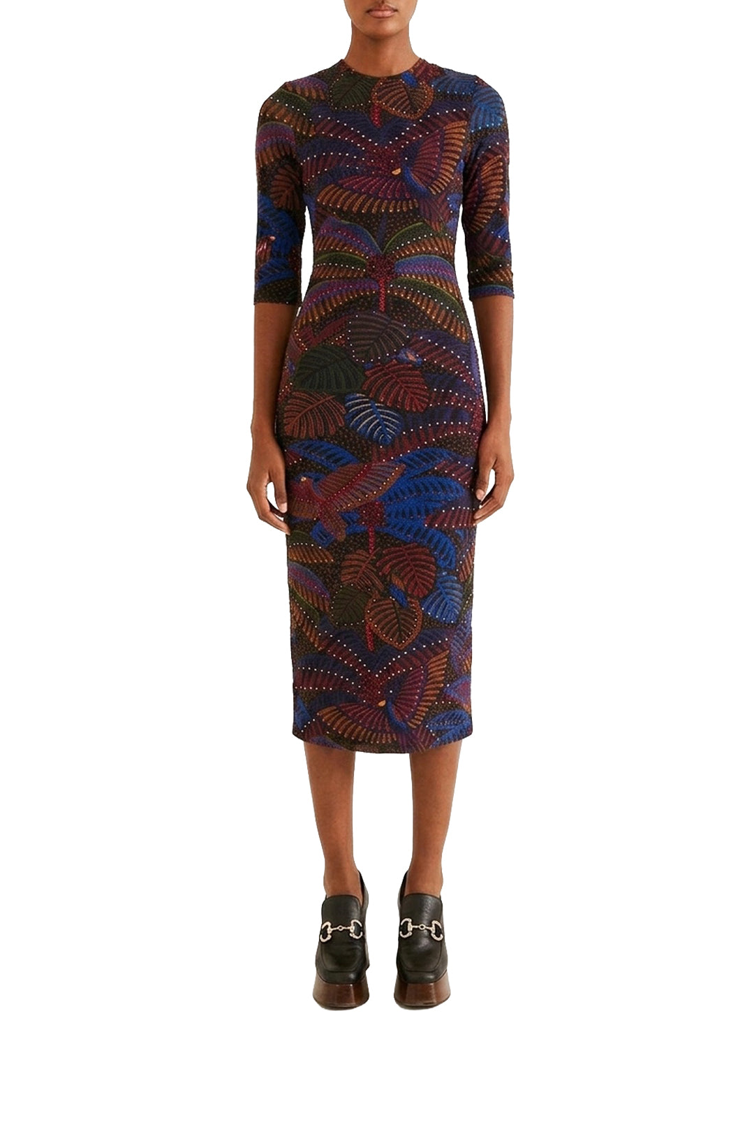 Robe midi à bretelles - Noir