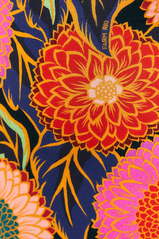 Robe midi Jardin vintage à manches bouffantes - Orange