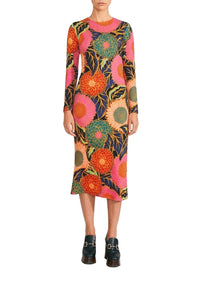 Robe midi Jardin vintage à manches bouffantes - Orange