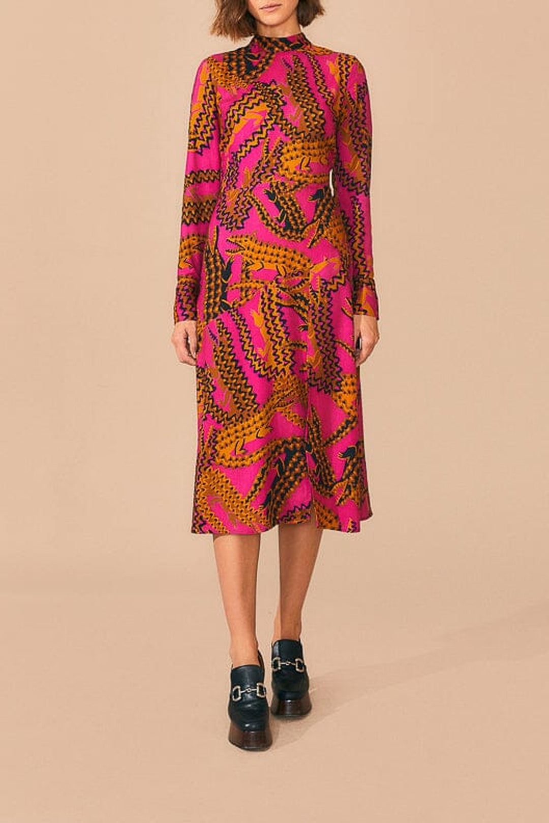 Robe midi fendue - Rose