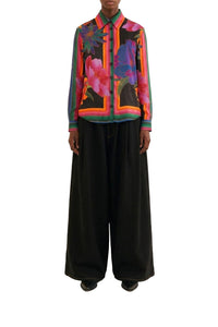Chemise Flower Season en foulard - Noir