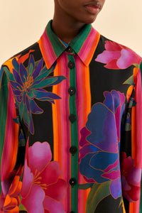 Chemise Flower Season en foulard - Noir