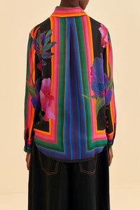 Chemise Flower Season en foulard - Noir