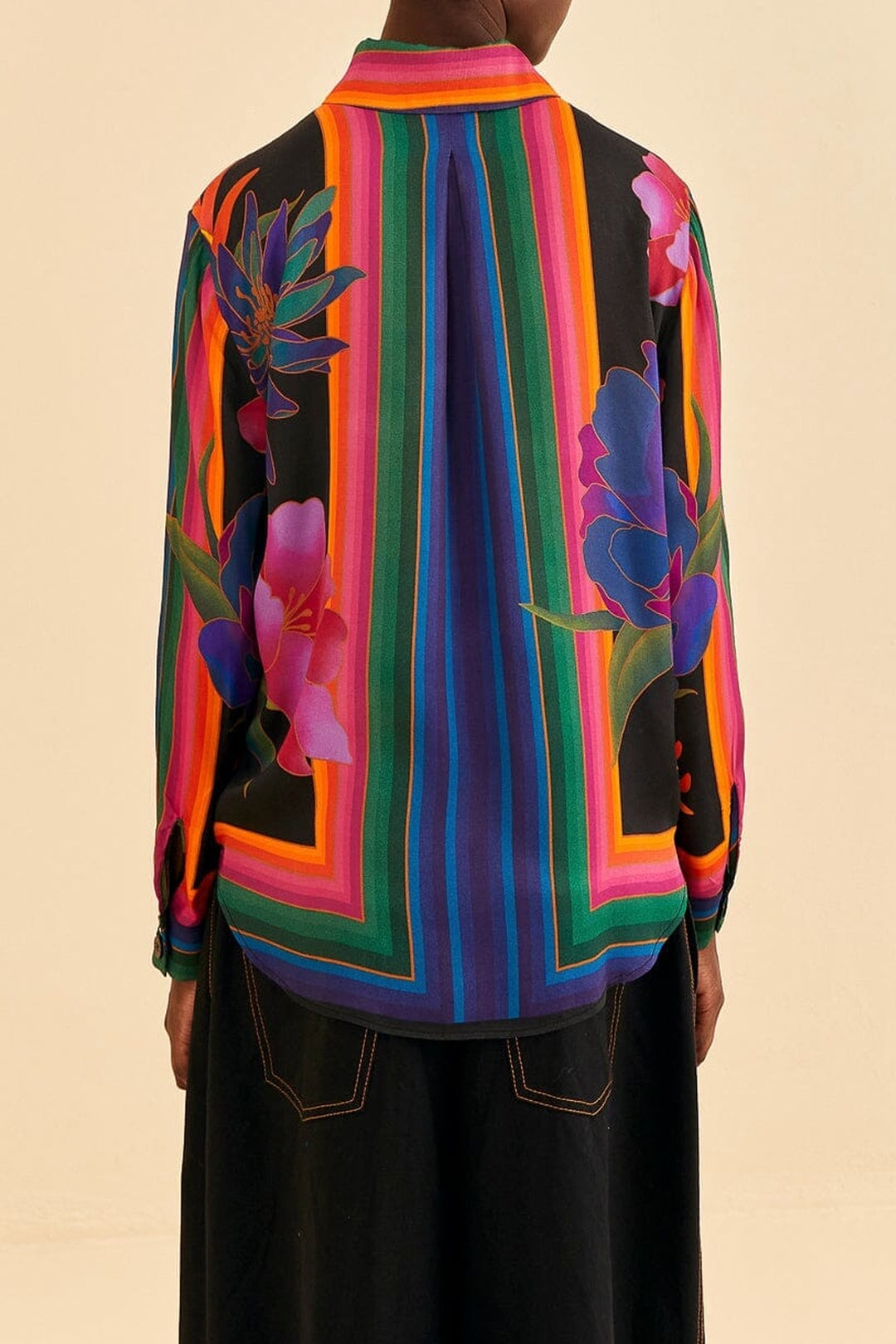 Chemise Flower Season en foulard - Noir