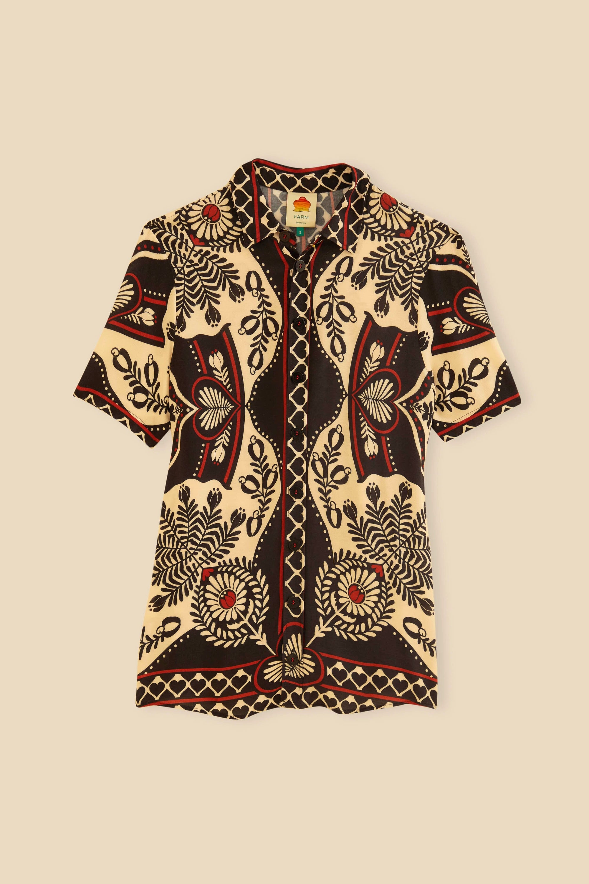 Chemise Passion en foulard à manches courtes - Noir