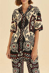 Chemise Passion en foulard à manches courtes - Noir