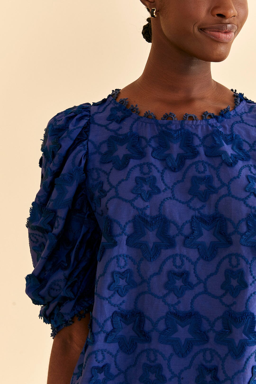 Blouse 3D Star Texture - Bleu