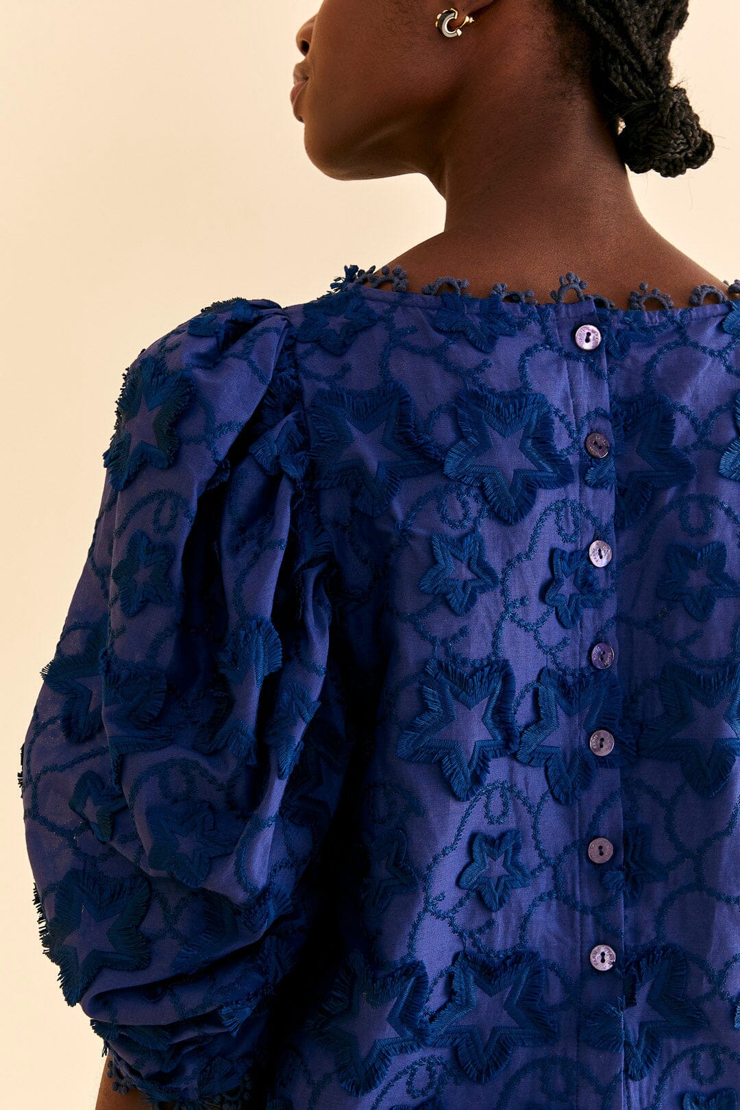 Blouse 3D Star Texture - Bleu