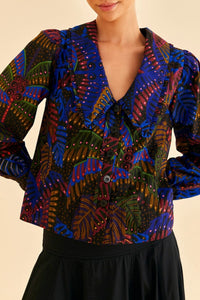 Blouse Peter à long col - Noir