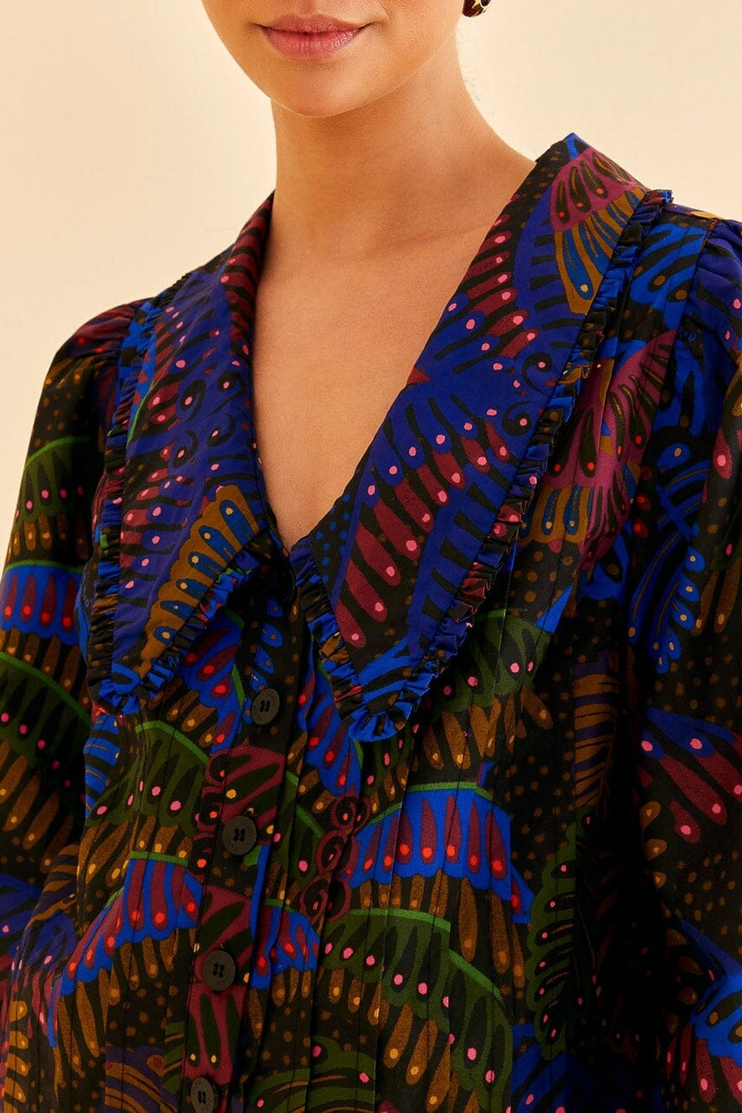 Blouse Peter à long col - Noir