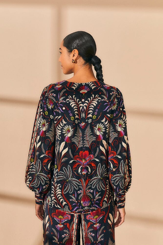 NEW_Classic Garden Black Chemises & Blouses - Classic Garden Black