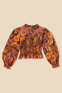 Blouse Smocked Garden Bloom Blush - Multicolore