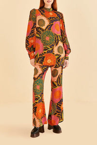 Vintage Garden blouse in satin - Orange