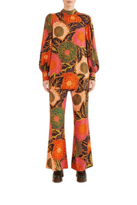 Vintage Garden blouse in satin - Orange