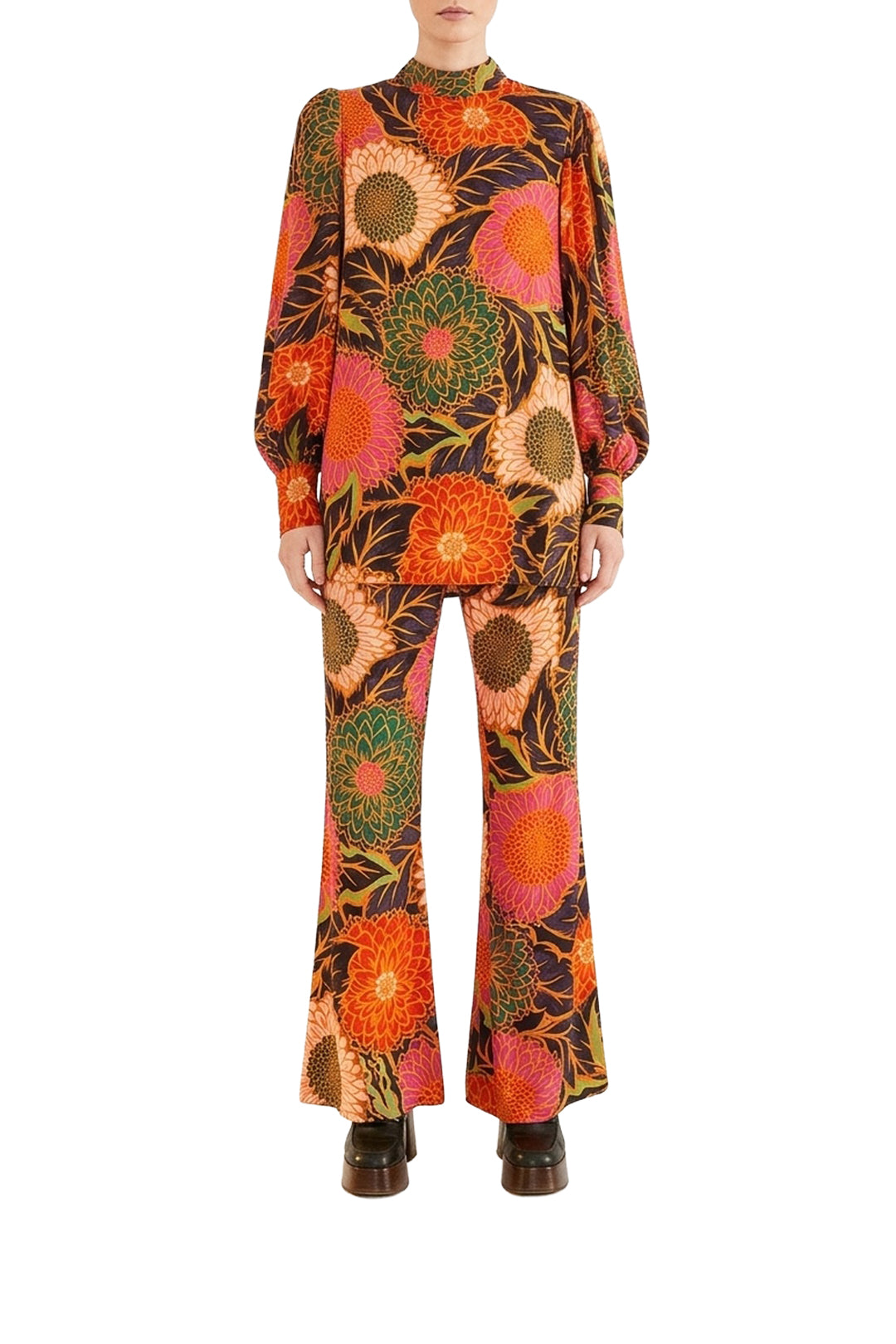 Vintage Garden blouse in satin - Orange