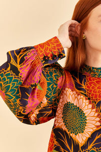 Vintage Garden blouse in satin - Orange