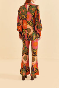 Vintage Garden blouse in satin - Orange