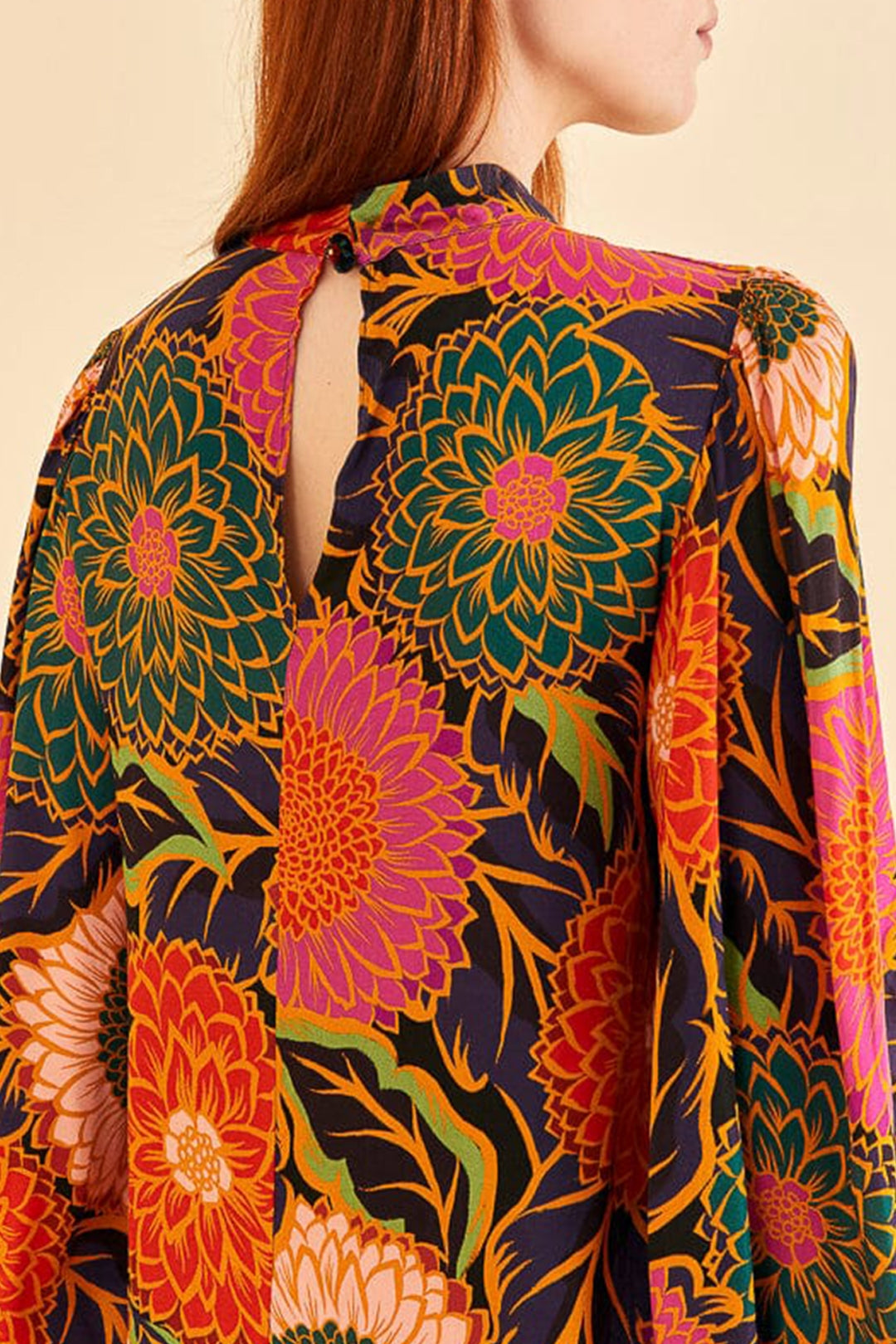 Vintage Garden blouse in satin - Orange