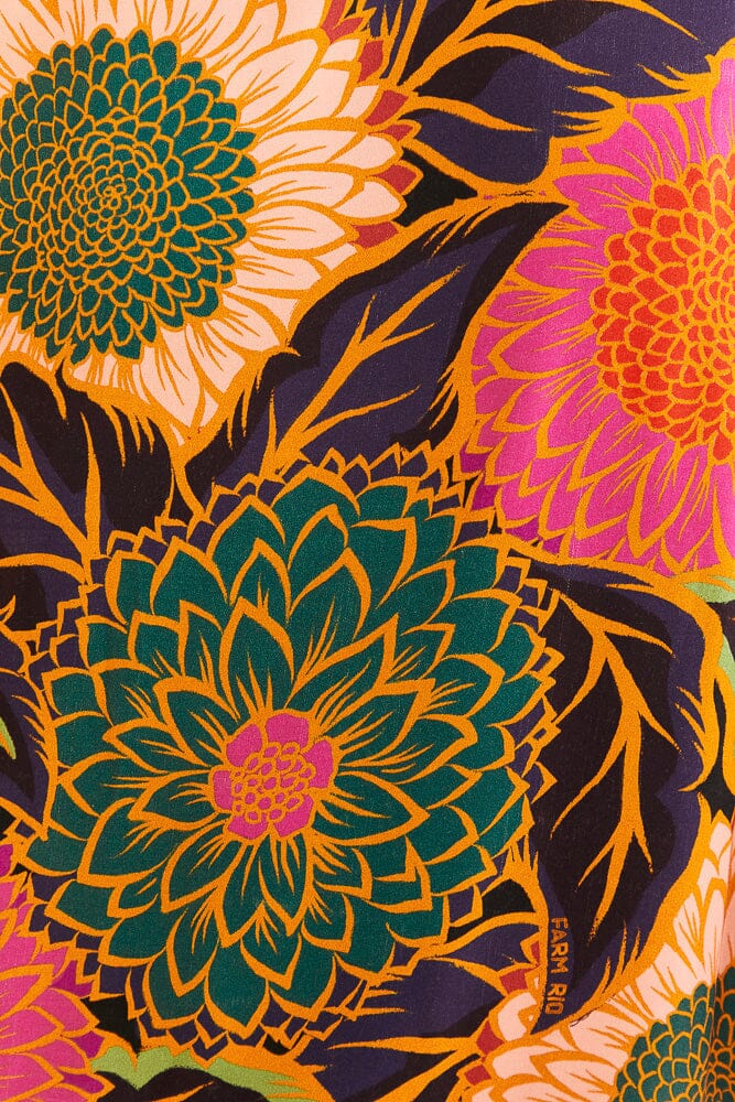 Vintage Garden blouse in satin - Orange