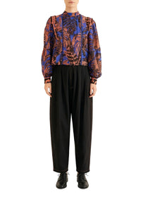 Tropical Gold Blue Blouse - Tropical Gold Blue