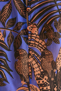 Blouse Pleated à manches longues - Bleu