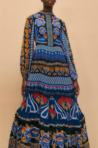 Robe longue Ainika scintillante - Bleu