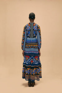 Robe longue Ainika scintillante - Bleu