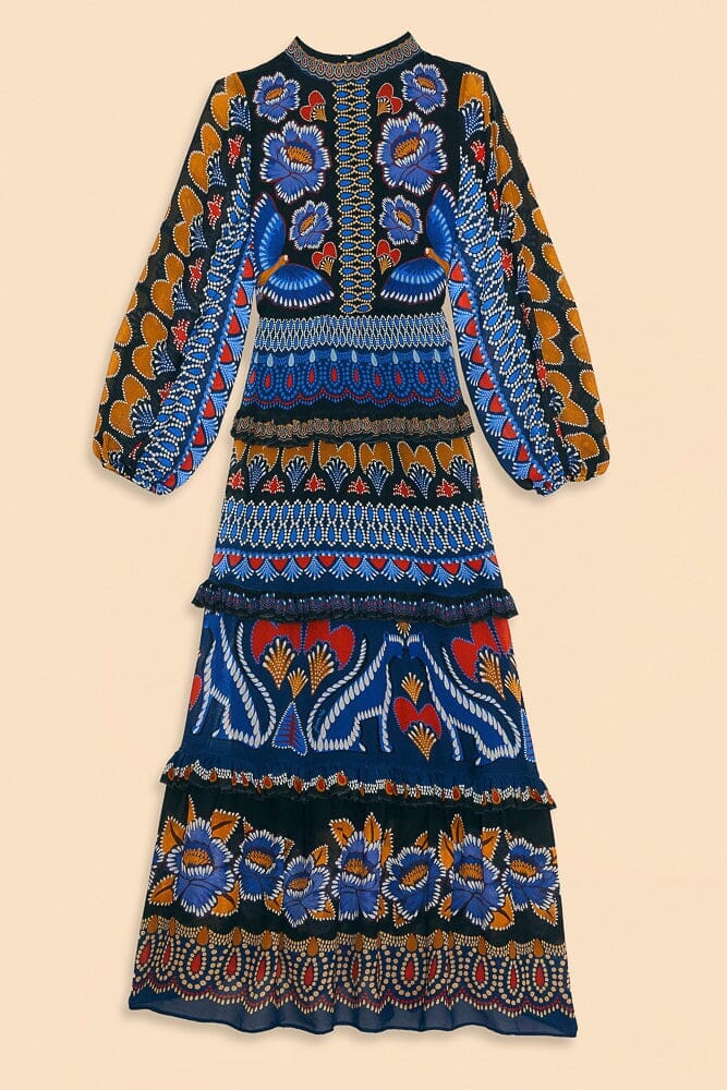 Robe longue Ainika scintillante - Bleu